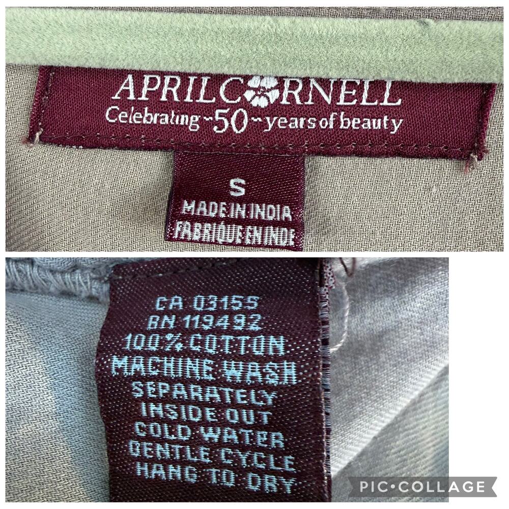 April Cornell Burnished Lilac Mushroom Artist Smock Tunic Small Embroidered - Picture 14 of 15